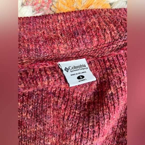 COLUMBIA Wool Cotton Blend Knit Outdoor Zip up Maroon Pink Sweater Size Small - Picture 9 of 15